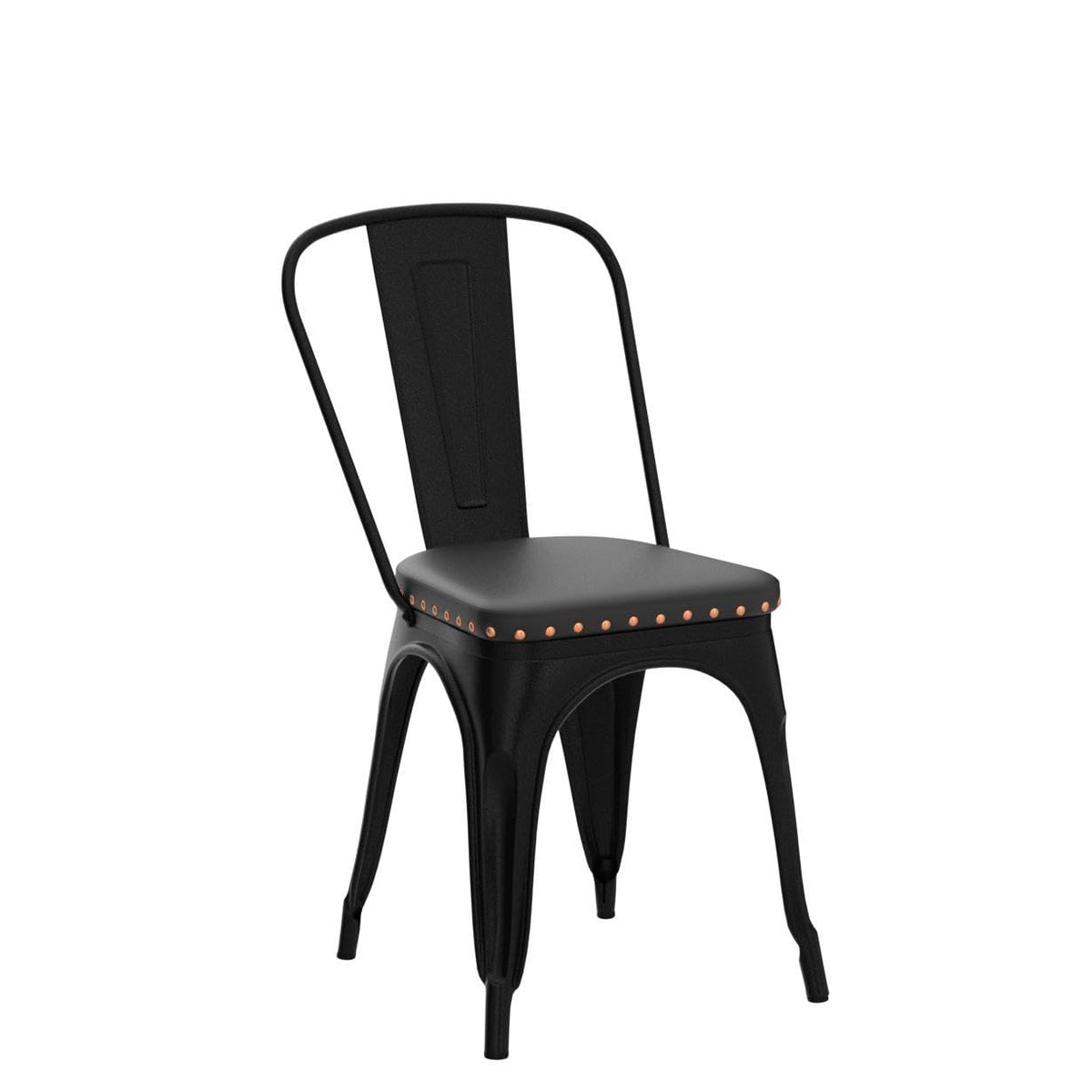 Black Cushioned Metal Dining Chairs Set of 4 W9889