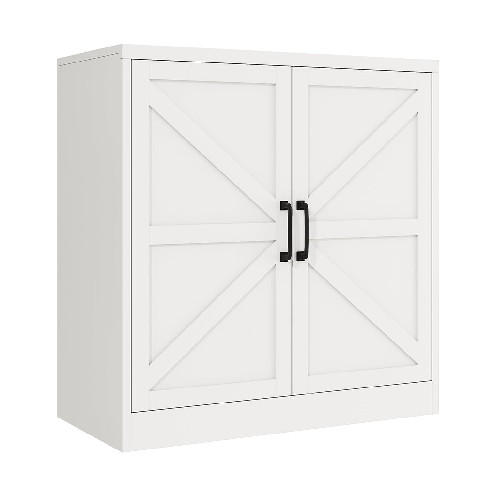 White 36" Metal Storage Cabinet with Doors and 2 Adjustable Shelves K261