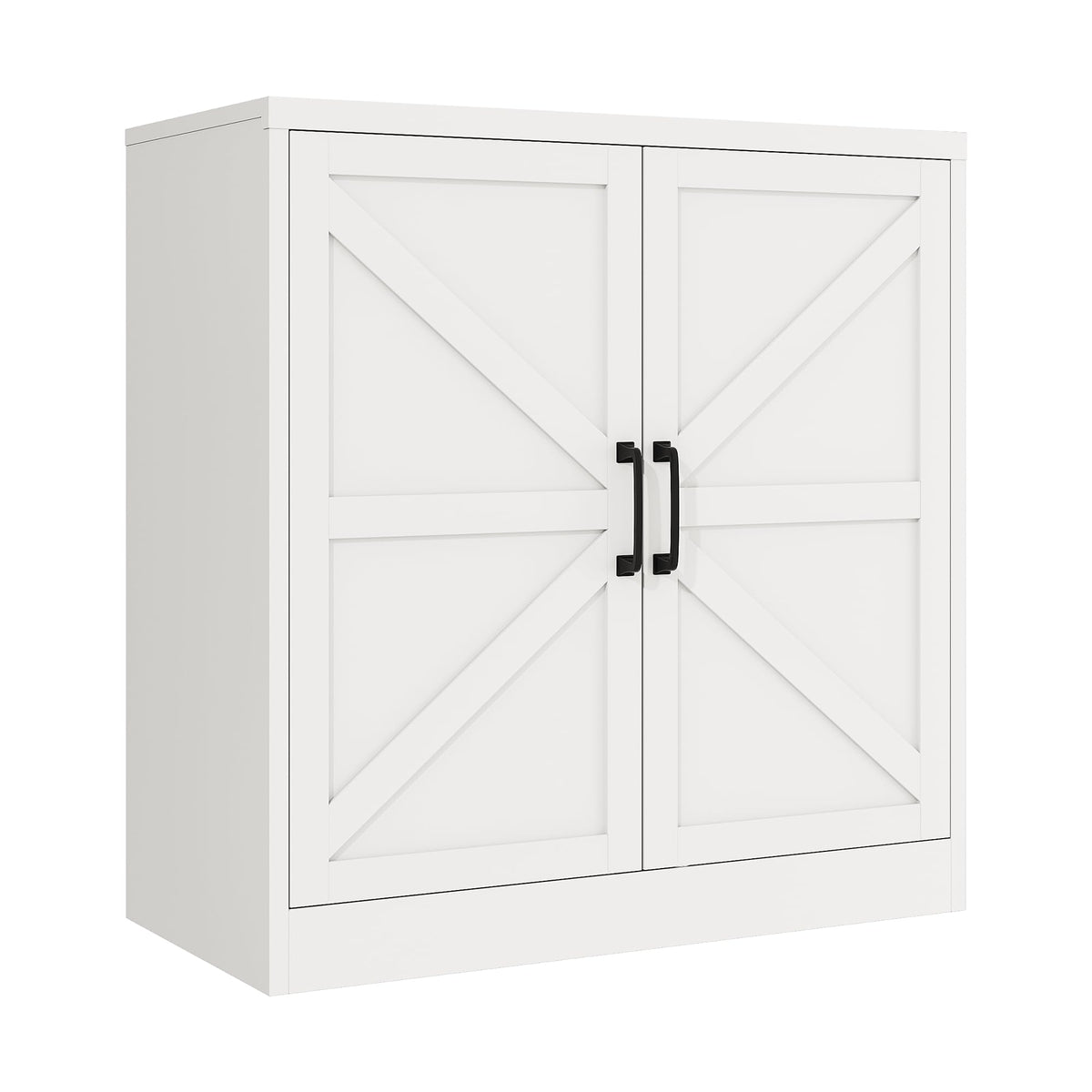 White 36" Metal Storage Cabinet with Doors and 2 Adjustable Shelves K261