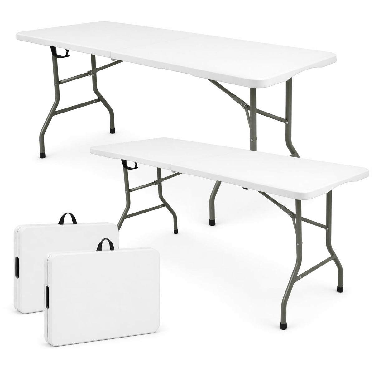 Set of 2 White 6 FT Folding Plastic Table D32973