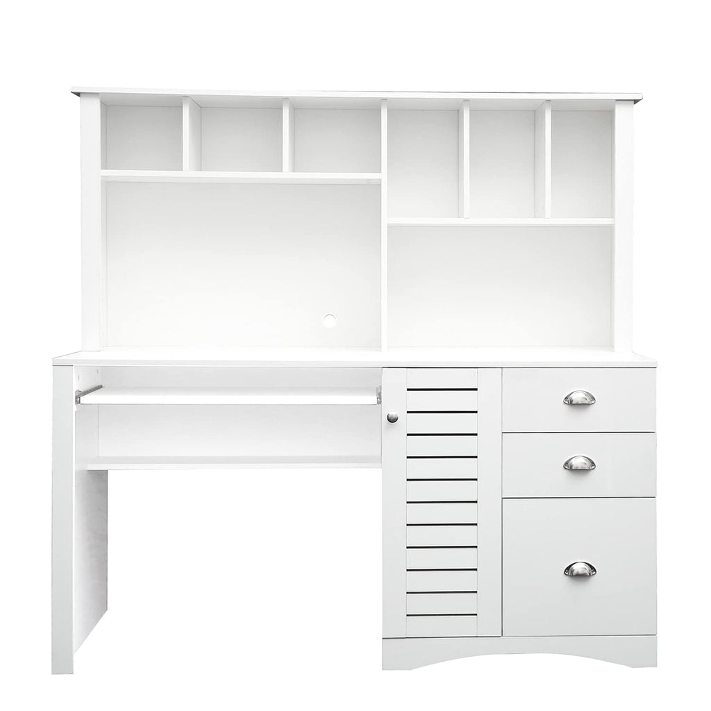 White Computer Desk with Hutch C1528