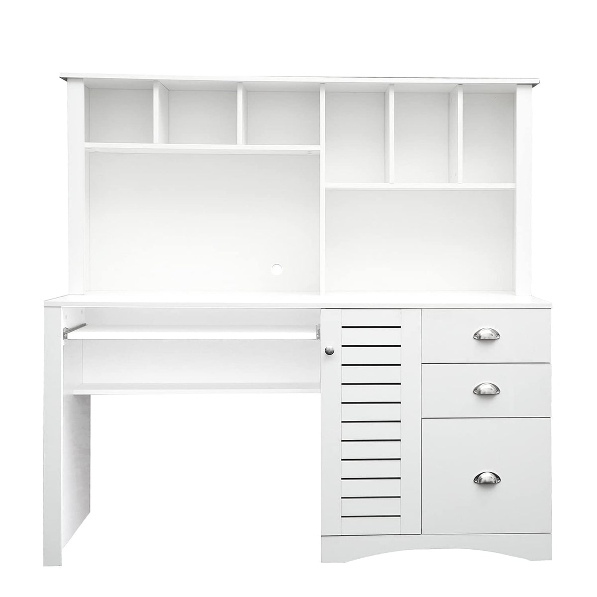 White Computer Desk with Hutch C1528