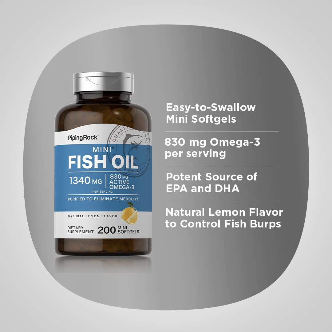 Fish Oil Omega 3 Supplement 1340 mg 200 Mini Softgels H147