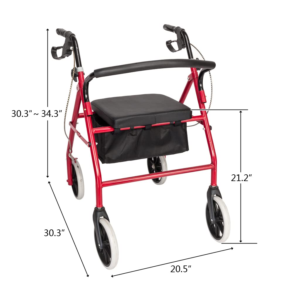 Red Rolling Walker with Seat U593198