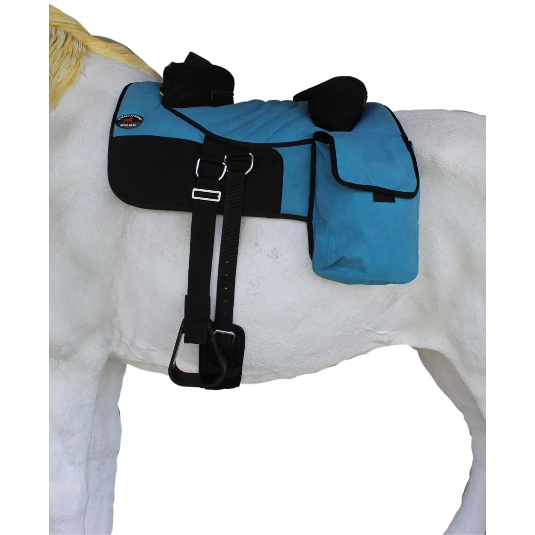 Horse Western Bareback Trail Saddle Pad with Pockets Girth Stirrups I6867
