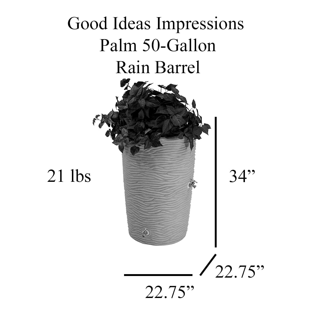 Faux Palm Rain Water Collection Barrel 50-Gallon P63318