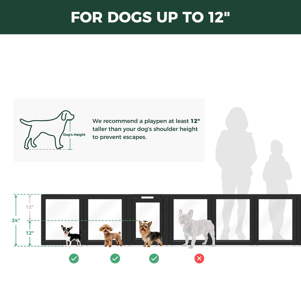 Clear Acrylic 24" H 16 Panels Dog Playpen I956