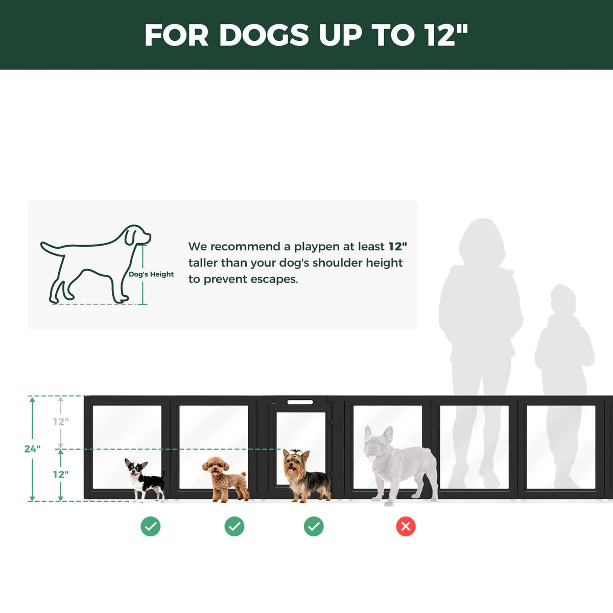 Clear Acrylic 24" H 16 Panels Dog Playpen I956