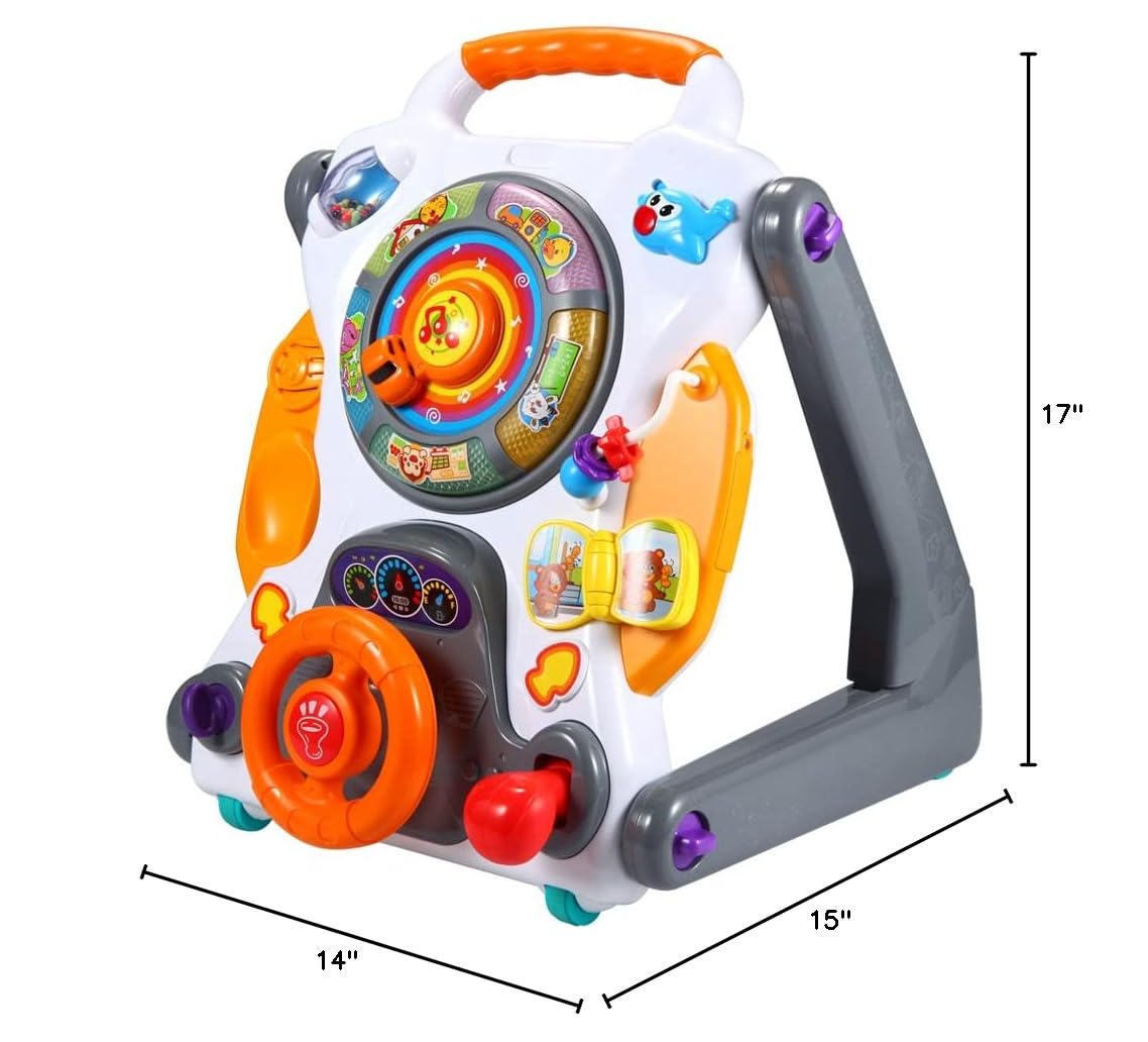 3-in-1 Sit-to-Stand Baby Walker Learning Walker Entertainment Table Drawing Board White/Gray T3431