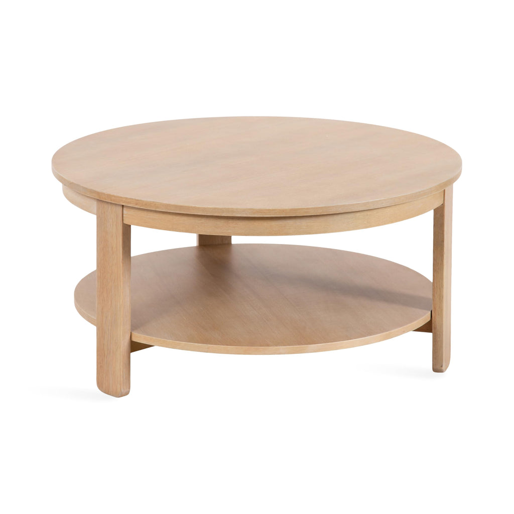 Round Two-Tier Wood Coffee Table with Storage V7170