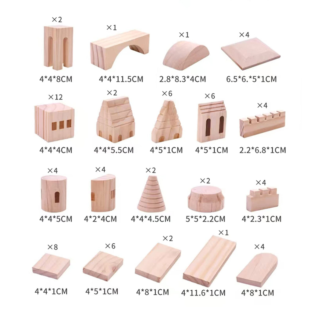 75 Pieces Wooden Castle Building Blocks E1438