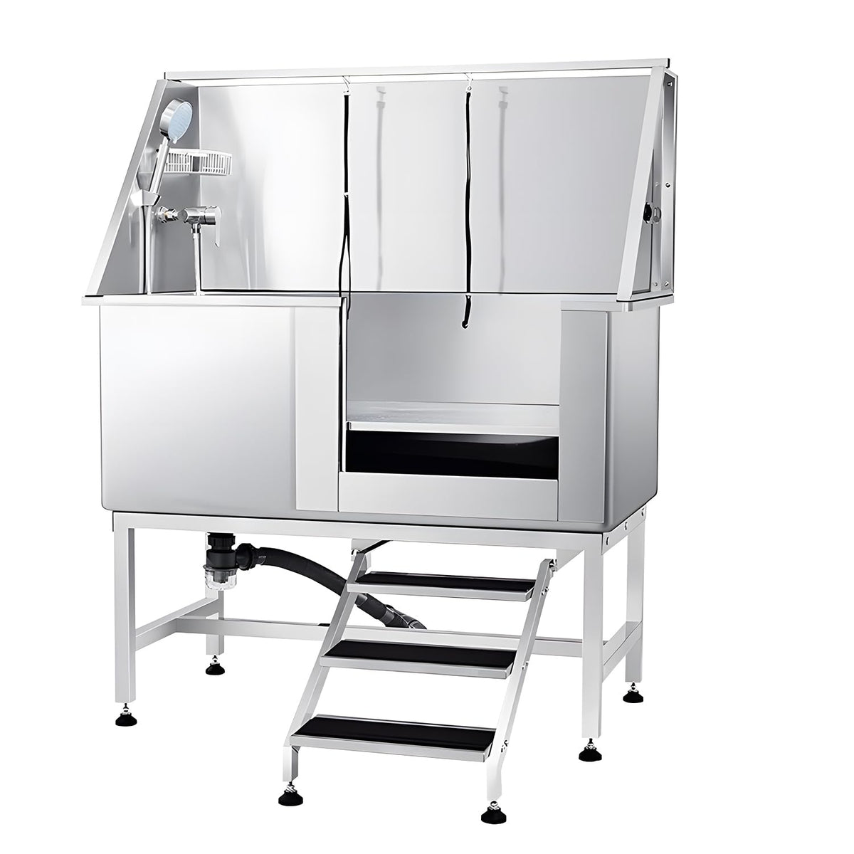 Stainless Steel Dog Grooming Tub with Stairs and Faucet L307