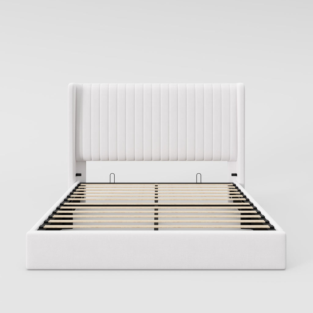 Queen Size Lift Up Storage Bed Frame White R593213