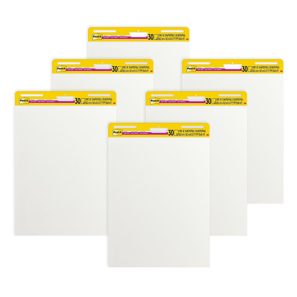 Super Sticky Wall Easel Pad, 25" x 30", 20 Sheets/Pad, 6 Pads/Pack G5298