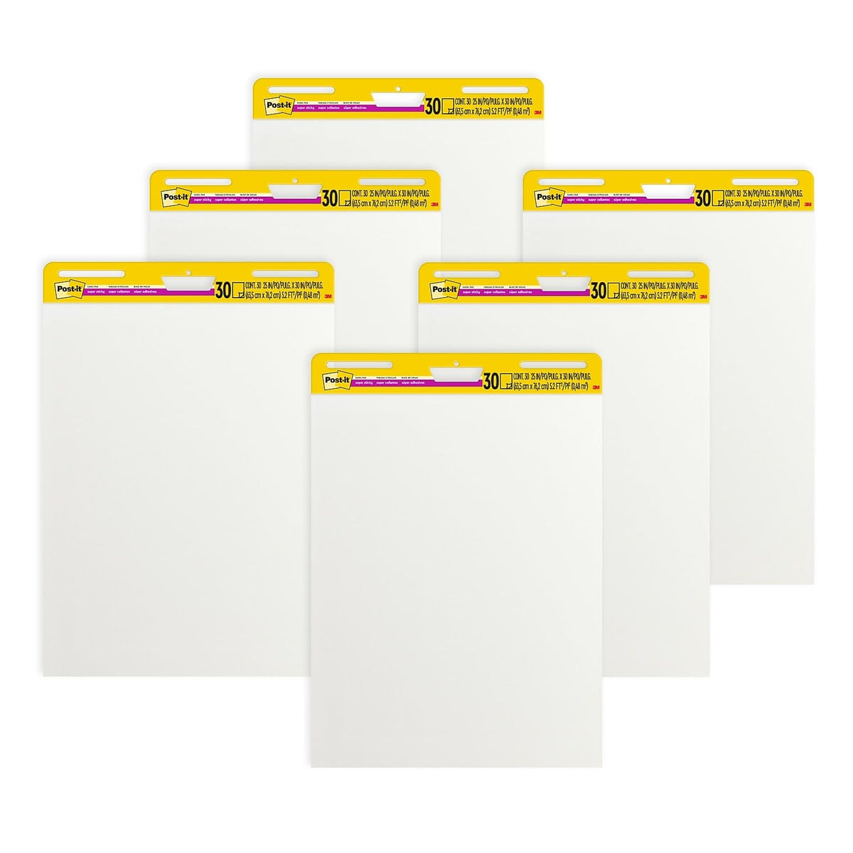Super Sticky Wall Easel Pad, 25" x 30", 20 Sheets/Pad, 6 Pads/Pack G5298