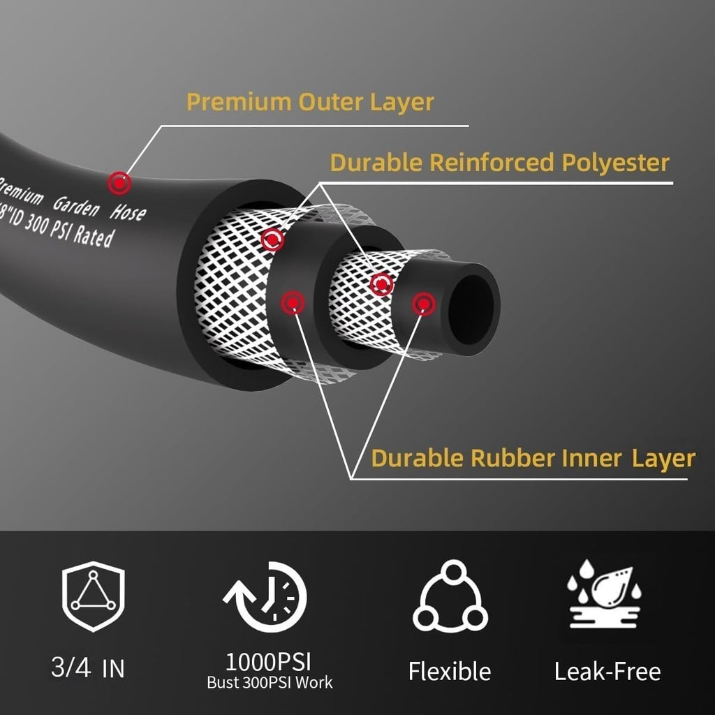 100ft x 3/4" Heavy Duty Hybrid Rubber Garden Hose U54545