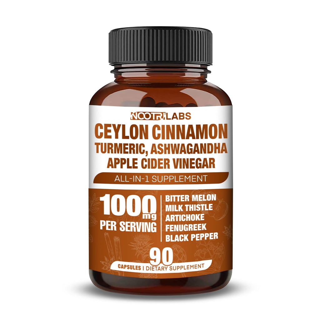 90 Vegan Capsules Ceylon Cinnamon Turmeric Apple Cider Vinegar Ashwagandha O31878