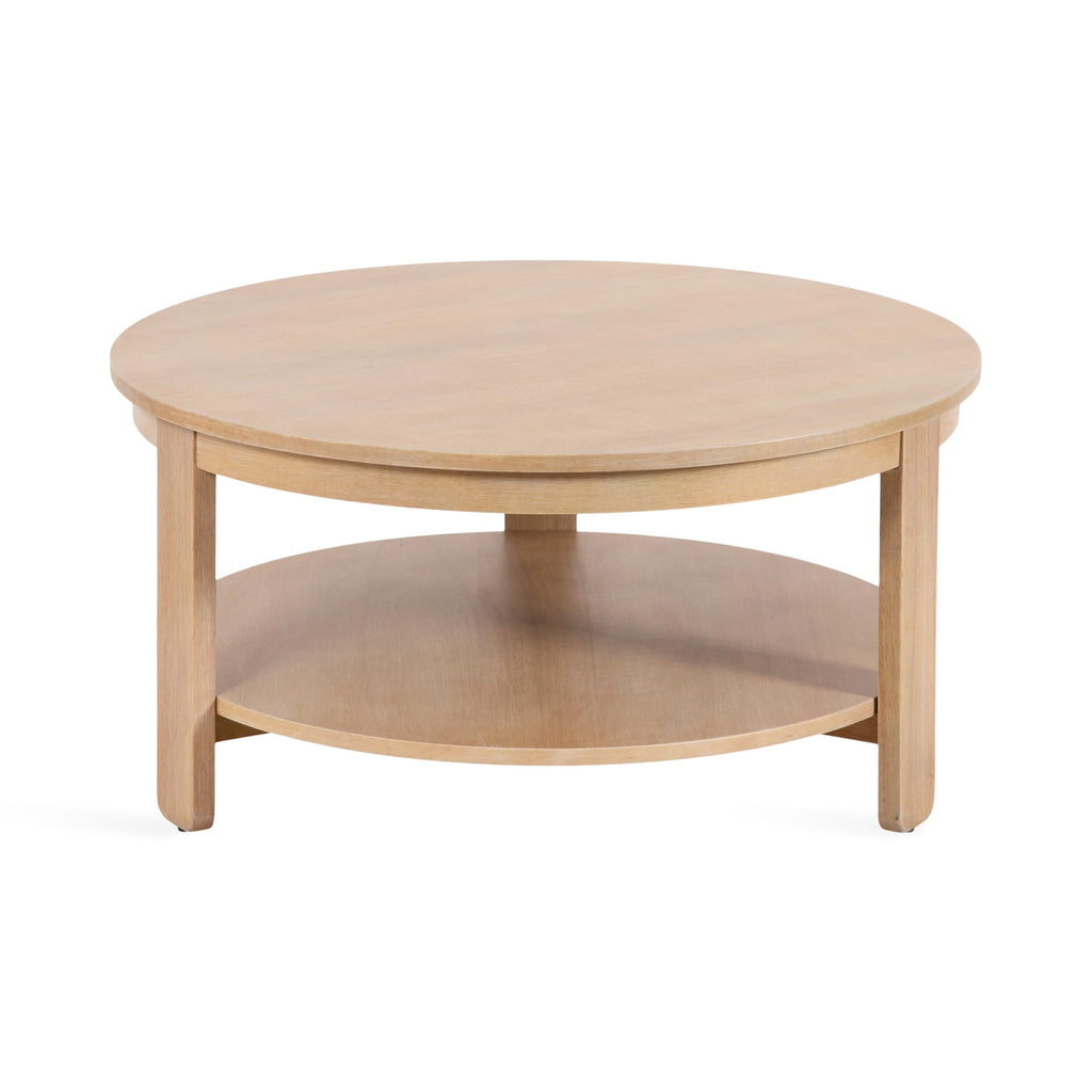 Round Two-Tier Wood Coffee Table with Storage V7170