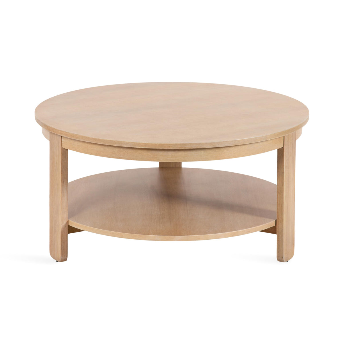 Round Two-Tier Wood Coffee Table with Storage V7170