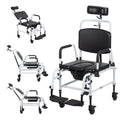 Rolling Shower Chair with Wheels, Adjustable Height Padded Seat & Back E45556