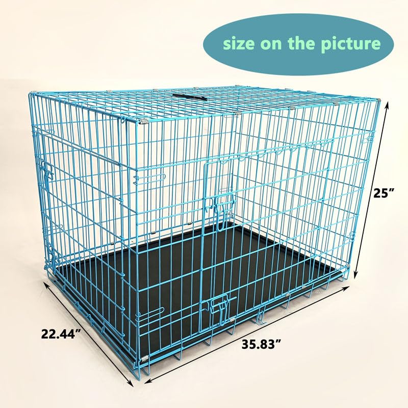36-Inch Folding Metal Dog Crate with Divider and Removable Tray P82527