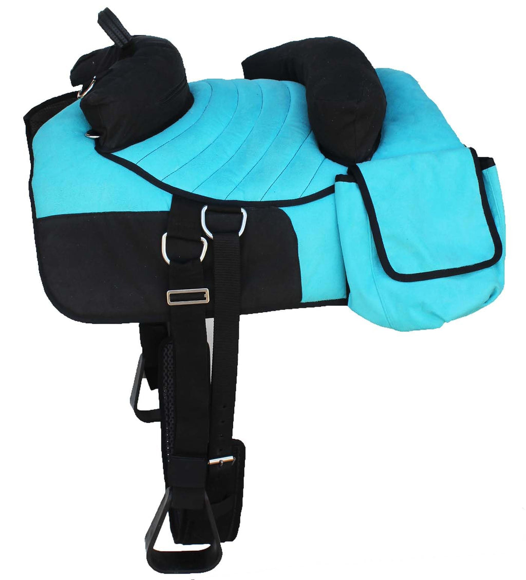 Horse Western Bareback Trail Saddle Pad with Pockets Girth Stirrups I6867