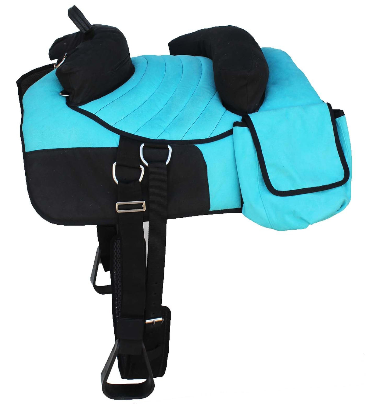 Horse Western Bareback Trail Saddle Pad with Pockets Girth Stirrups I6867