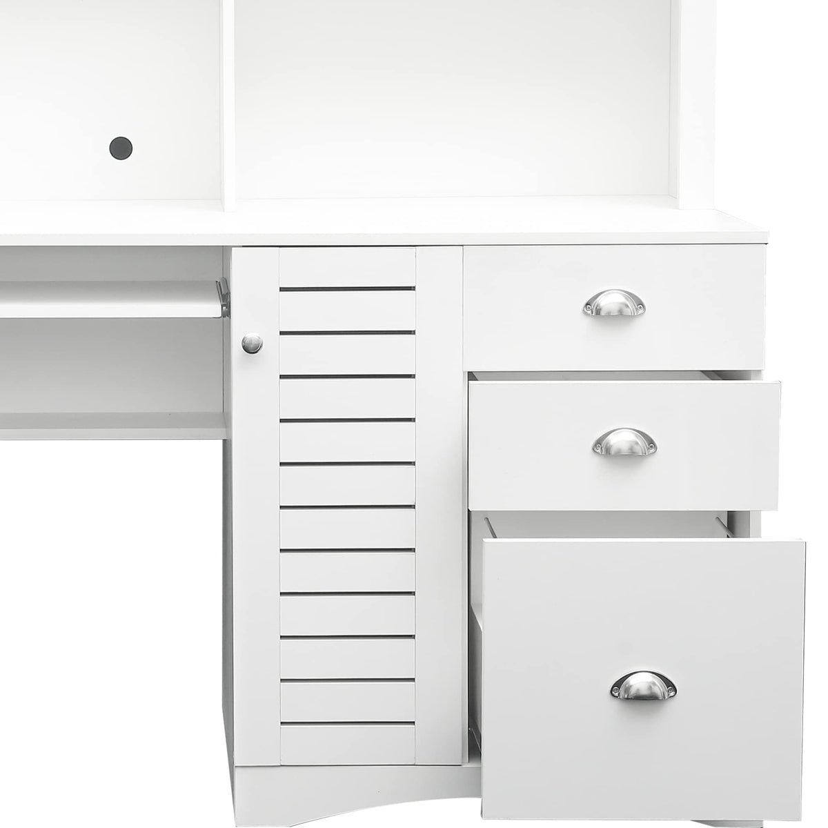 White Computer Desk with Hutch C1528