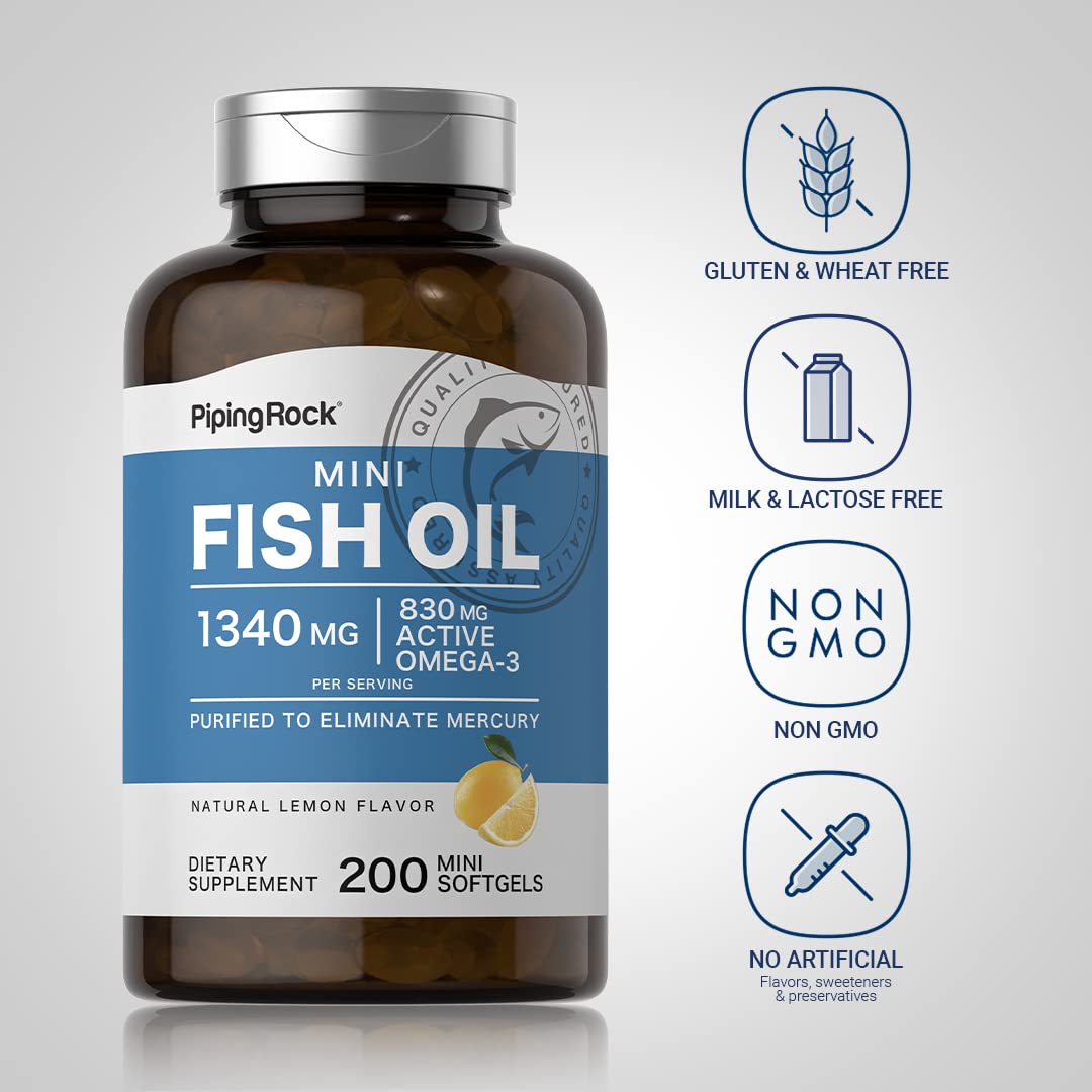 Fish Oil Omega 3 Supplement 1340 mg 200 Mini Softgels H147