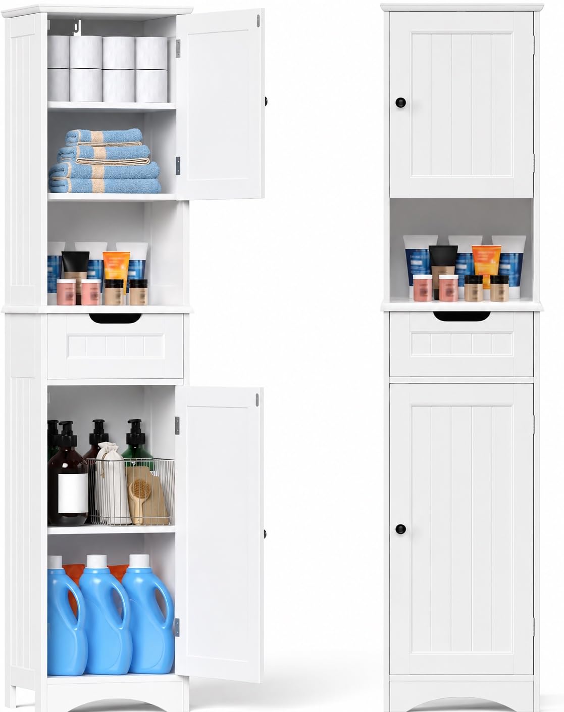 67” H Tall White Bathroom Storage Cabinet O120910