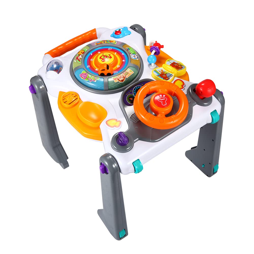 3-in-1 Sit-to-Stand Baby Walker Learning Walker Entertainment Table Drawing Board White/Gray T3431