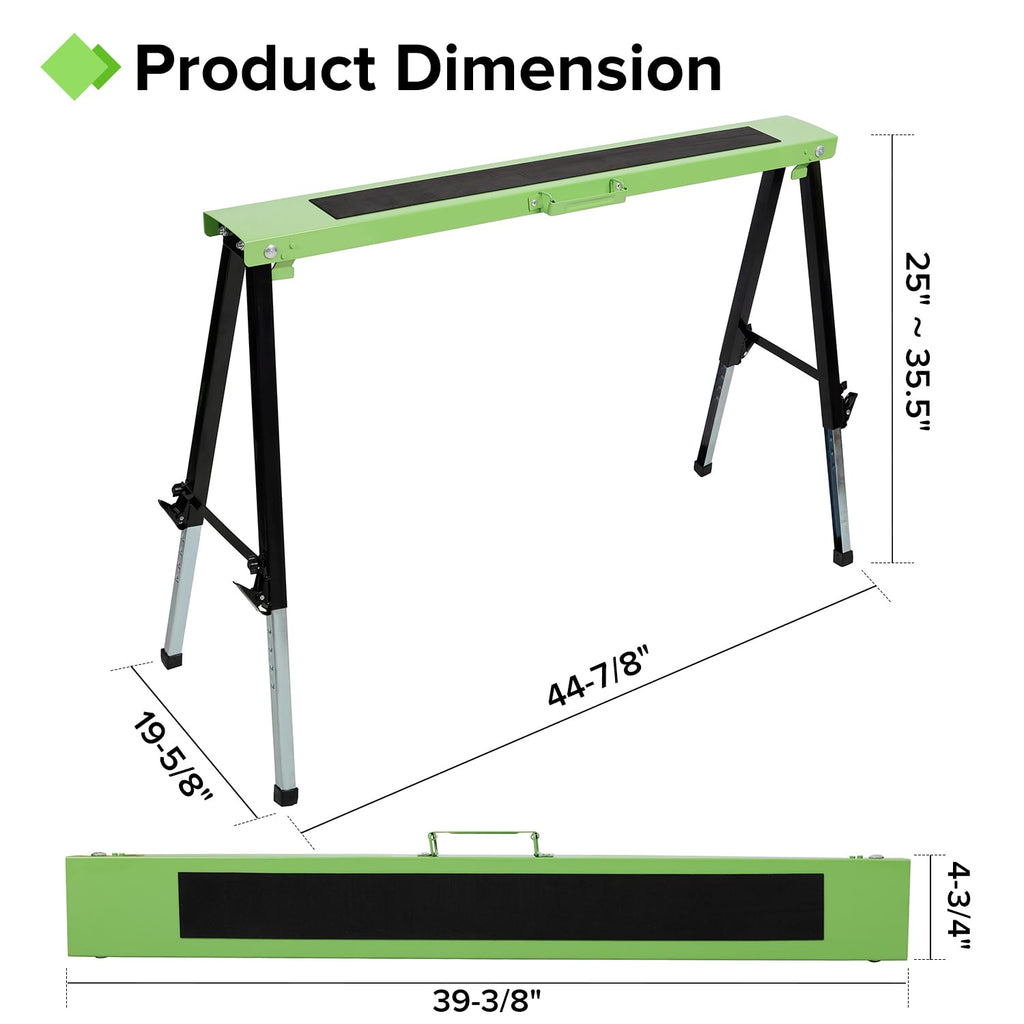 Adjustable Height Folding Sawhorse 2-Pack, 660lb Capacity F83539