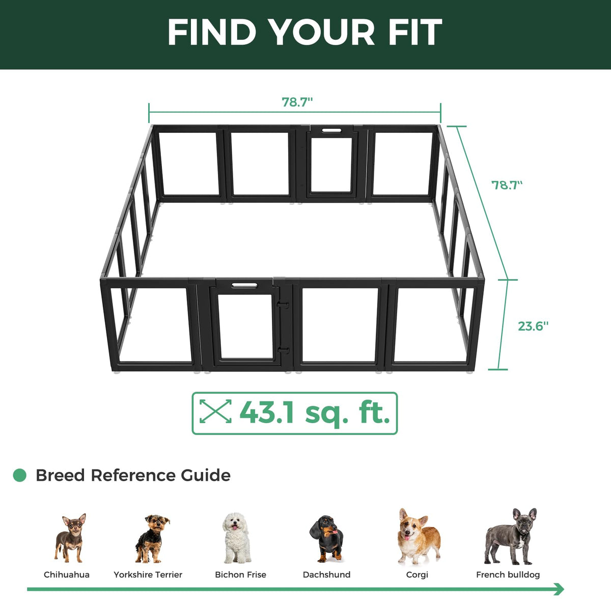 Clear Acrylic 24" H 16 Panels Dog Playpen I956