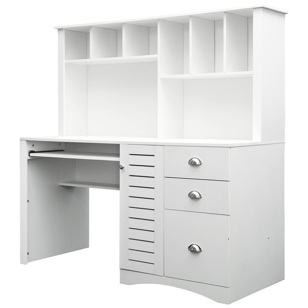 White Computer Desk with Hutch C1528