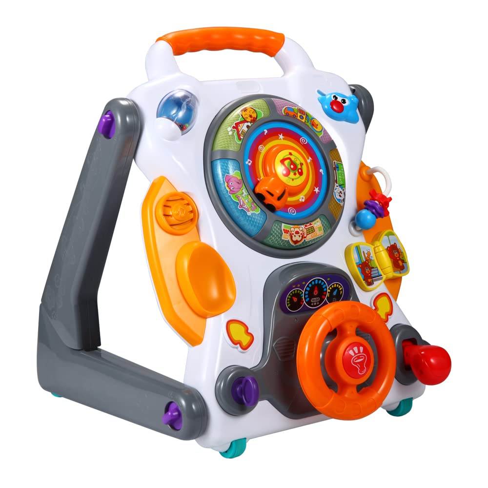 3-in-1 Sit-to-Stand Baby Walker Learning Walker Entertainment Table Drawing Board White/Gray T3431
