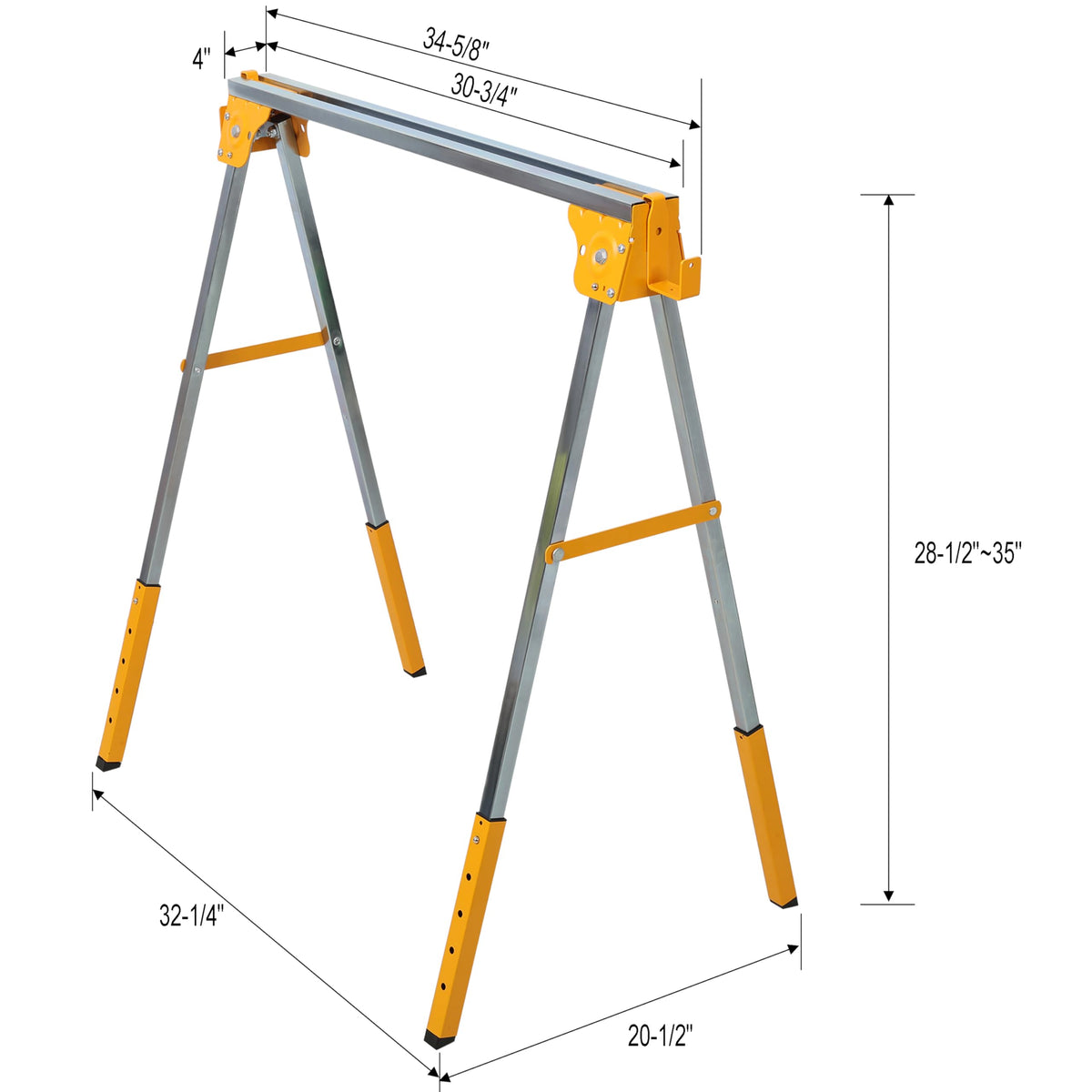2 Pack Folding Adjustable Height Steel Saw Horses V113833