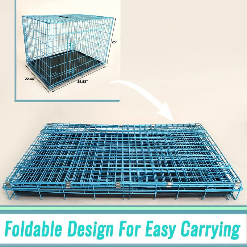 36-Inch Folding Metal Dog Crate with Divider and Removable Tray P82527