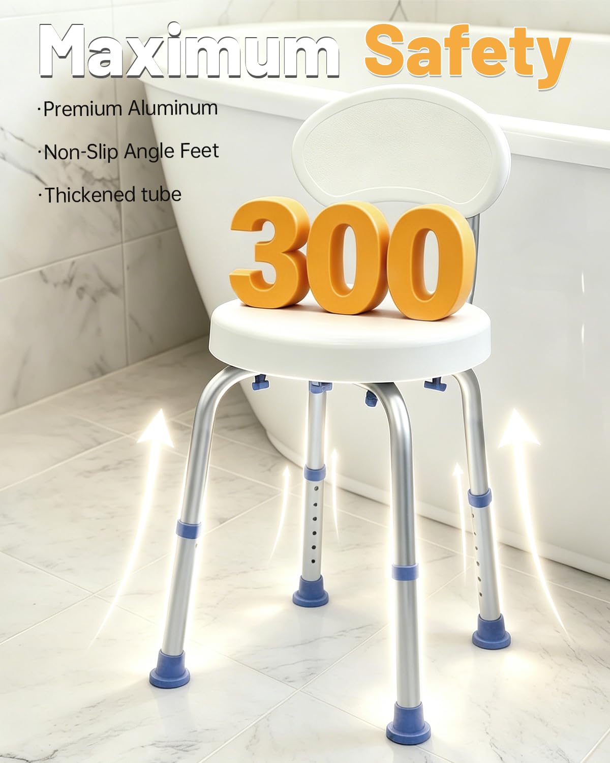 Swivel Shower Chair with Back T629