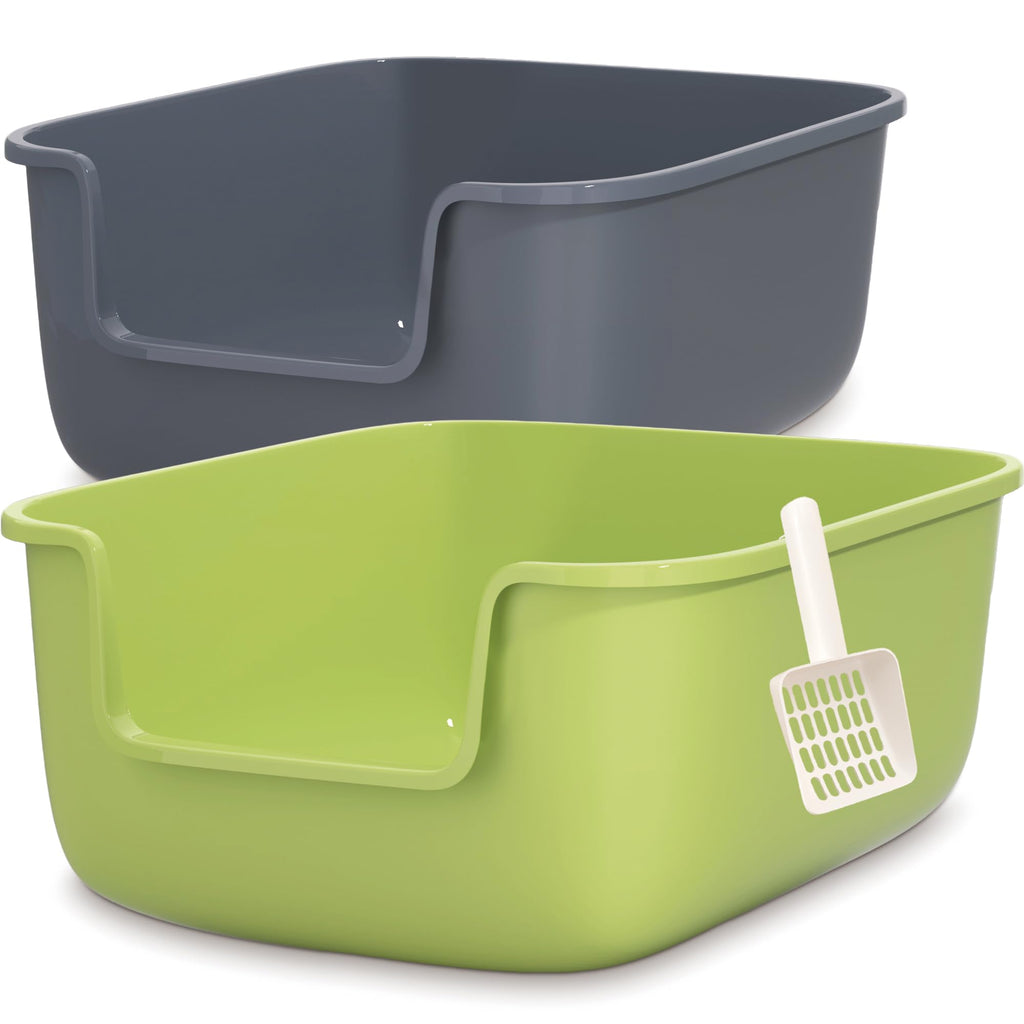 Large High Sided Cat Litter Box with Scoop 2 Pack U6769