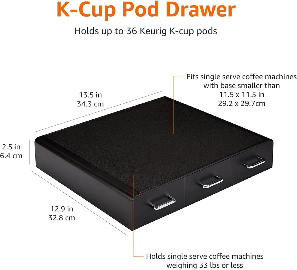 Black 36 Pod Capacity 3 Drawer Coffee Pod Storage Drawer Q597