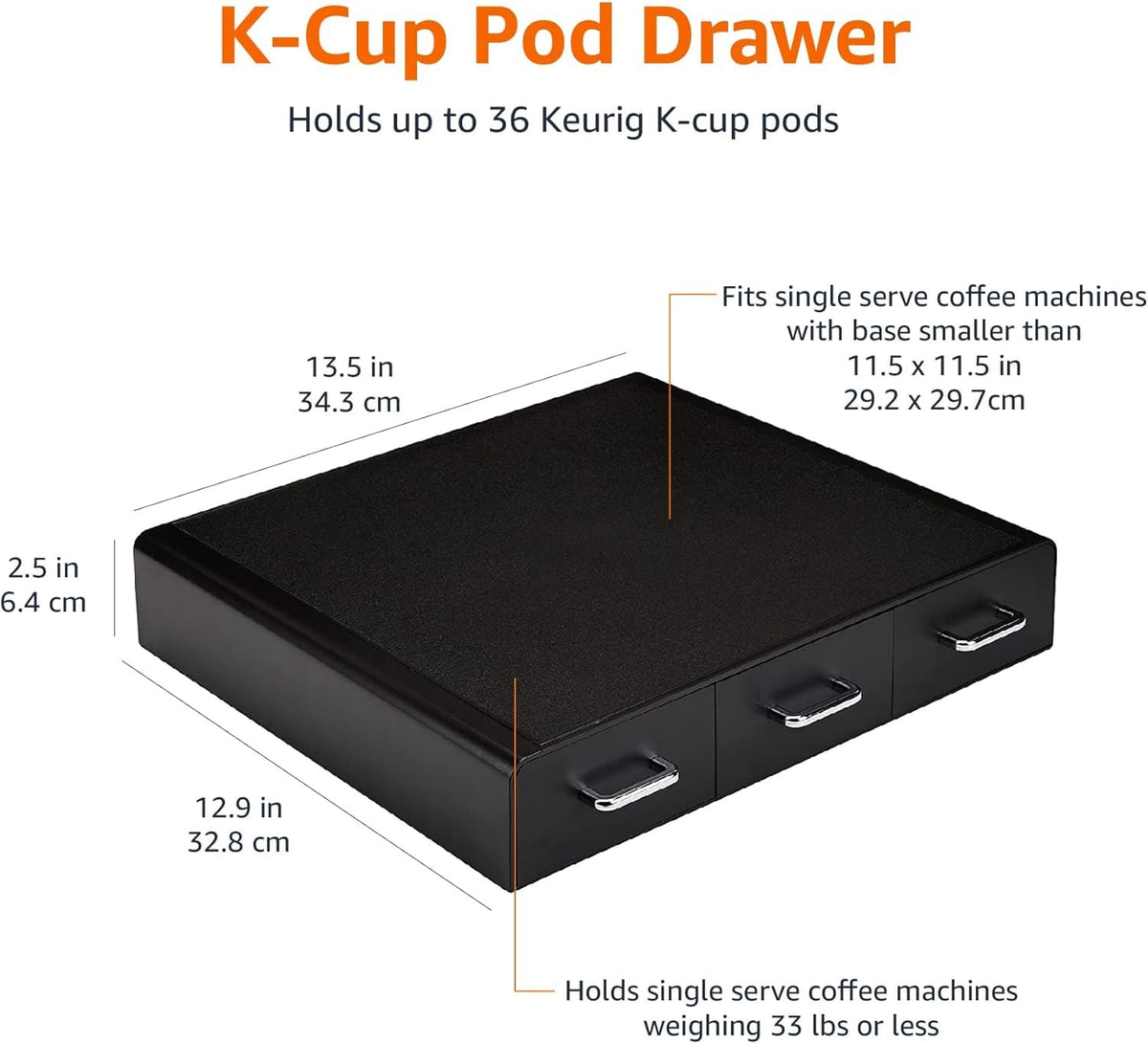 Black 36 Pod Capacity 3 Drawer Coffee Pod Storage Drawer Q597