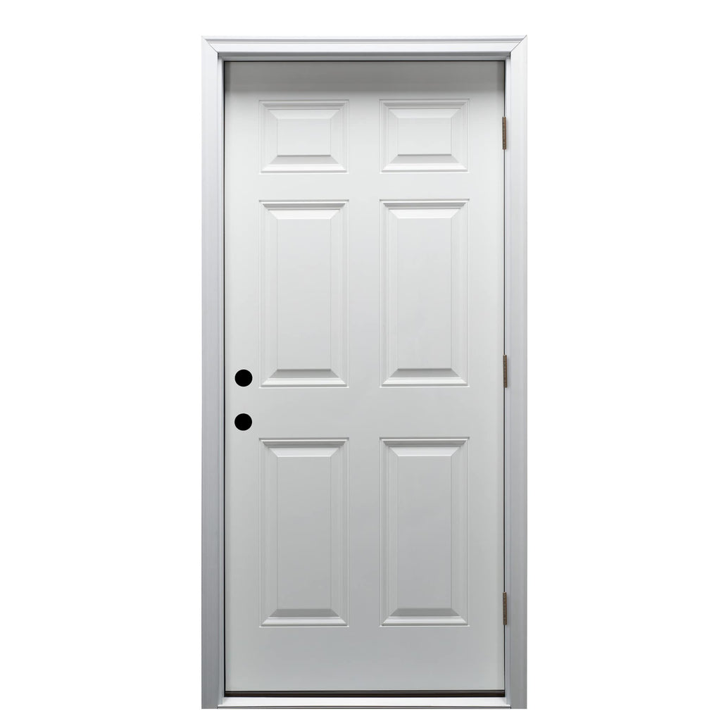 Steel Primed Left Hand Outswing Prehung Front Door 6-Panel 32'' x 80" W834341