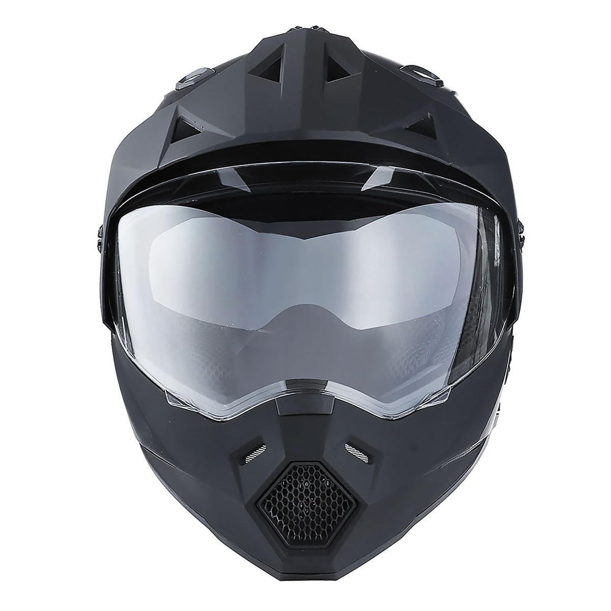 Youth Kids Dual Sport Dual Visor Full Face Helmet Matt Black D3933