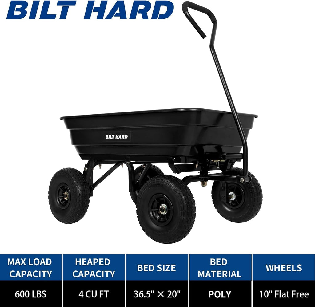 4 Cu.Ft. Poly Yard Dump Cart with 180° Rotating Handle Q54330
