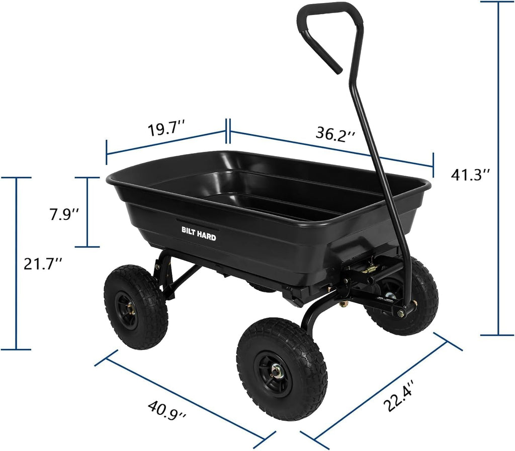 4 Cu.Ft. Poly Yard Dump Cart with 180° Rotating Handle Q54330