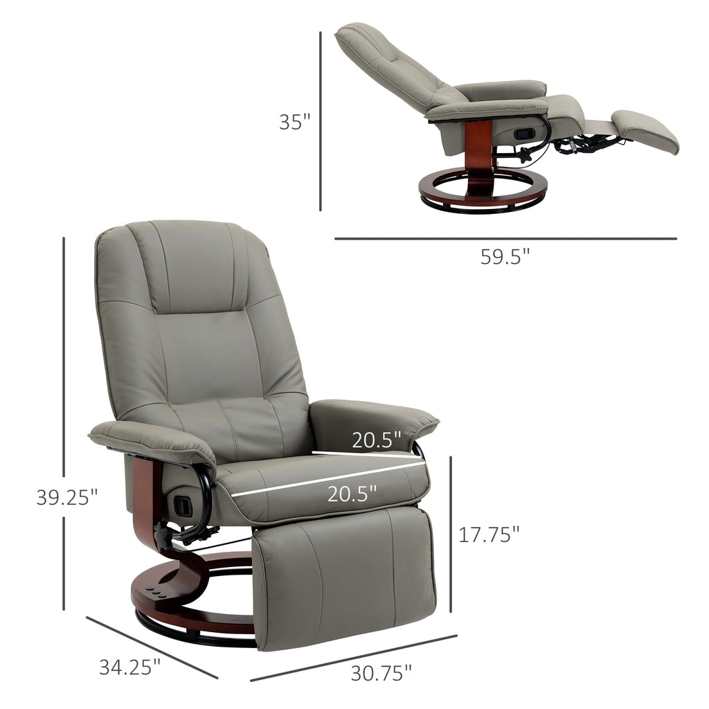 Gray PU Leather Swivel Recliner Chair K504