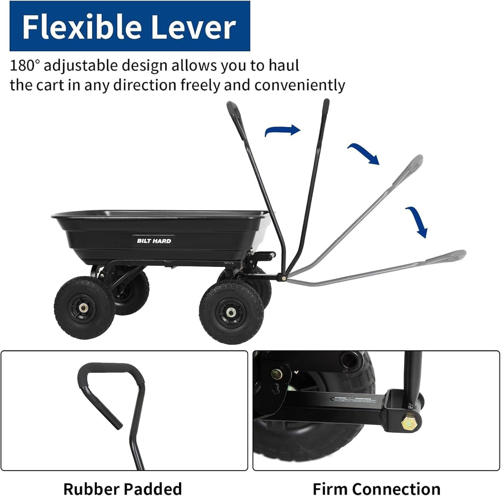 4 Cu.Ft. Poly Yard Dump Cart with 180° Rotating Handle Q54330