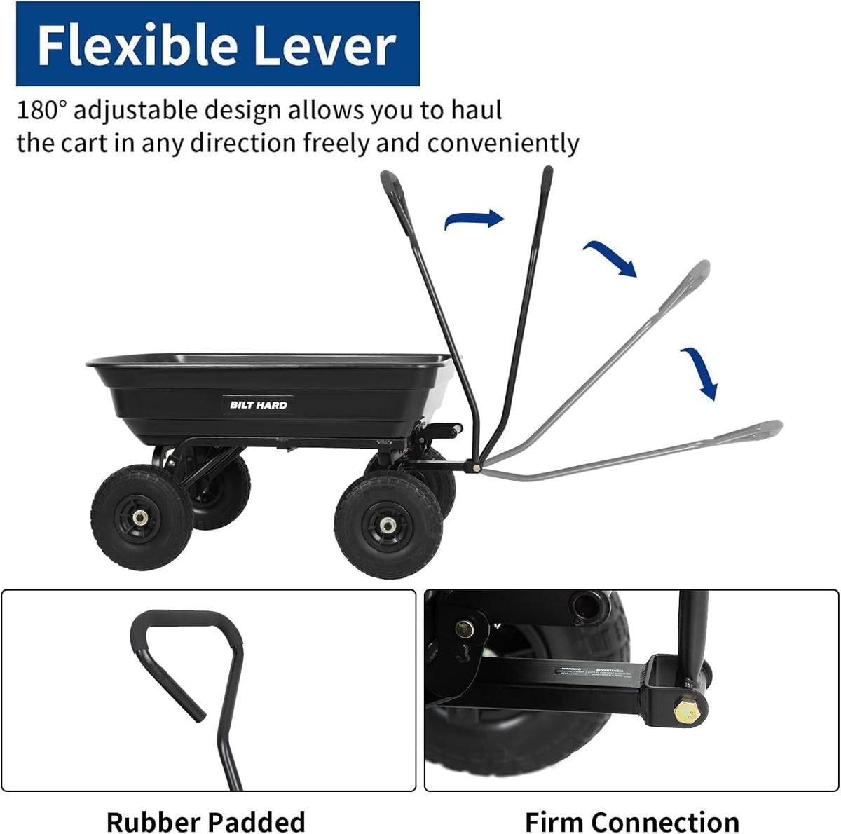 4 Cu.Ft. Poly Yard Dump Cart with 180° Rotating Handle Q54330