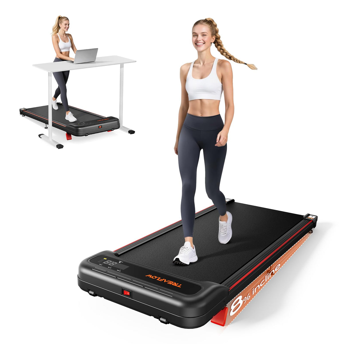 Walking Pad with 8% Incline Under Desk Treadmill C67497