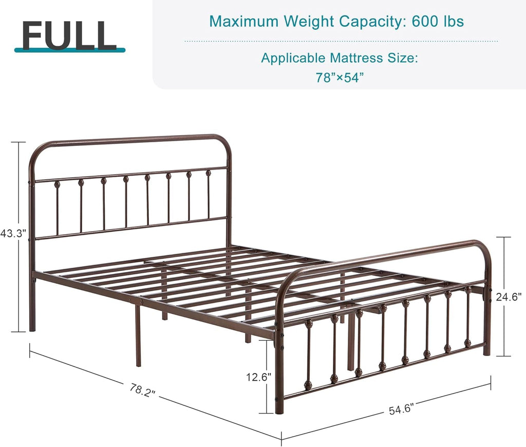 Full Size Metal Bed Frame with Headboard and Footboard E242